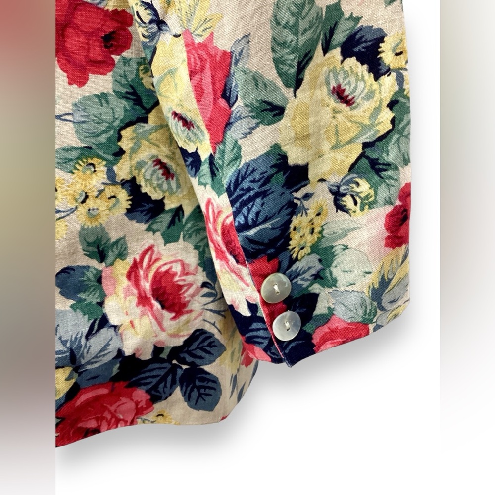 Vintage Brooks Brothers Floral Linen Blazer Vest Set 2 Piece Matching - Picture 7 of 10